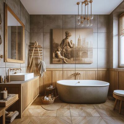 Salle de bains en style terre colore