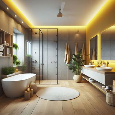 Salle de bains en style ouvert